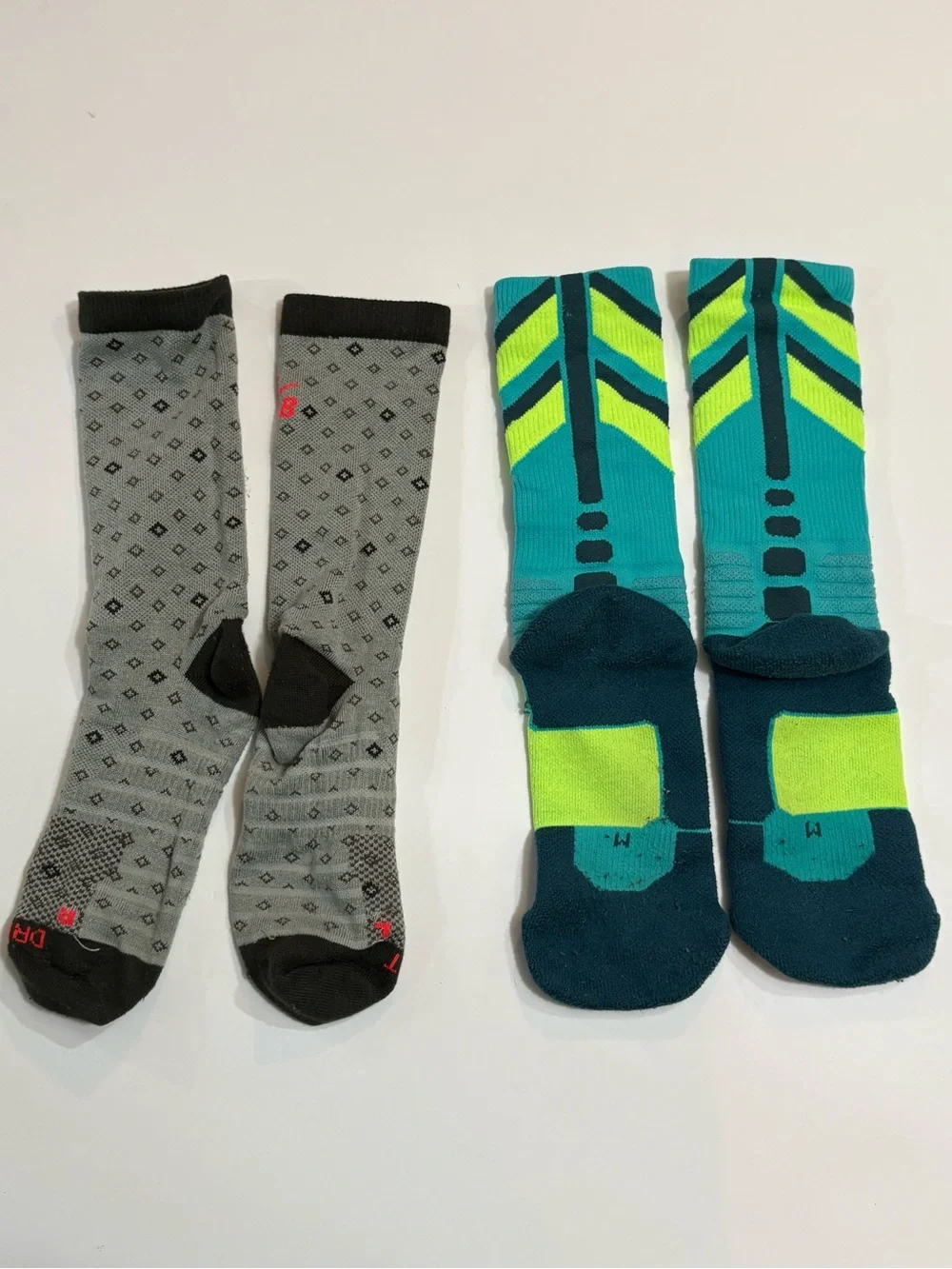 Nike Kids Crew Socks - Teal, Lime & Gray